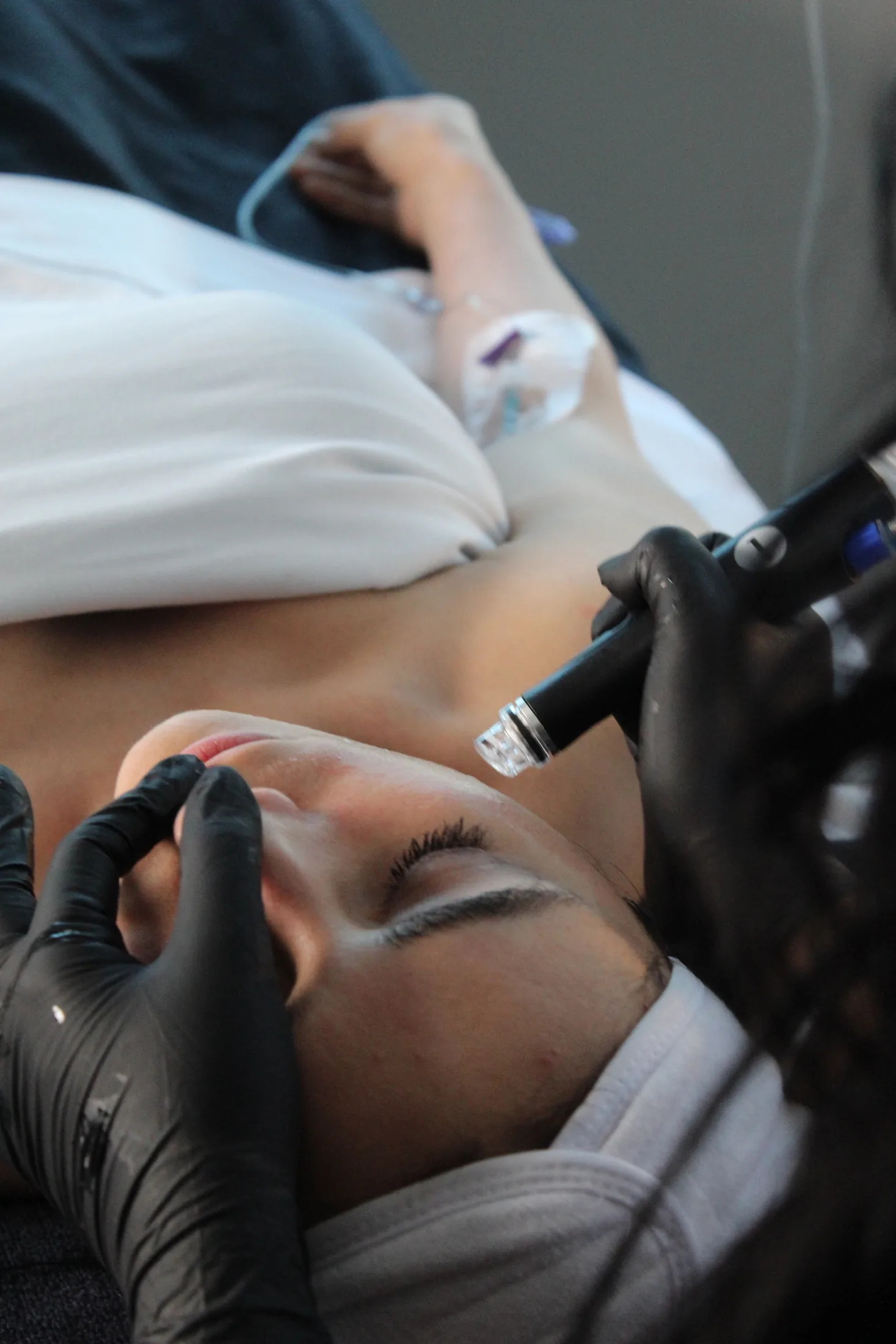 Professional facial treatment in progress