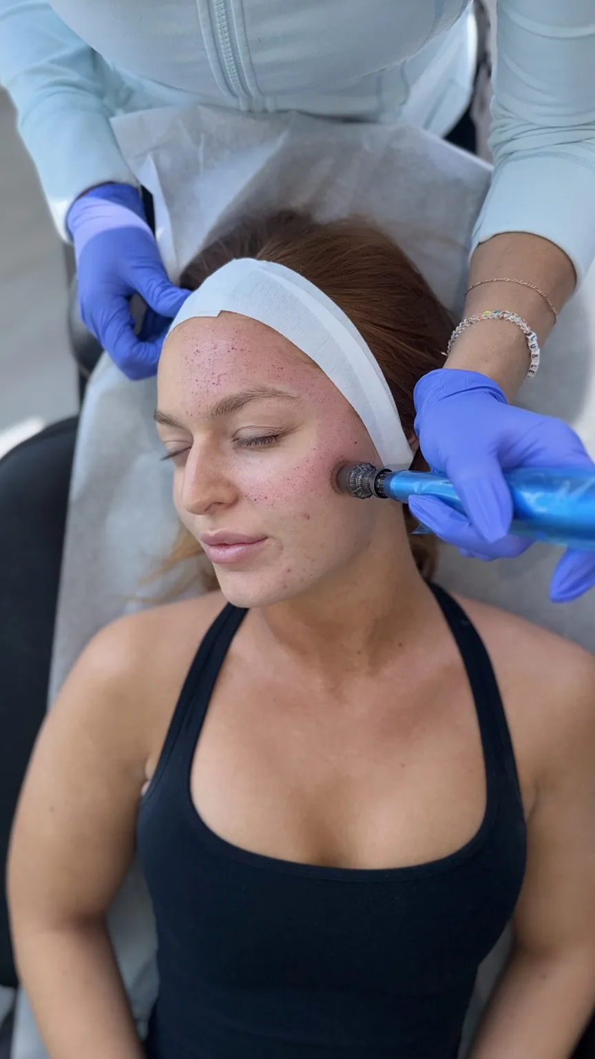 Skin treatment being carried out by a trained professional