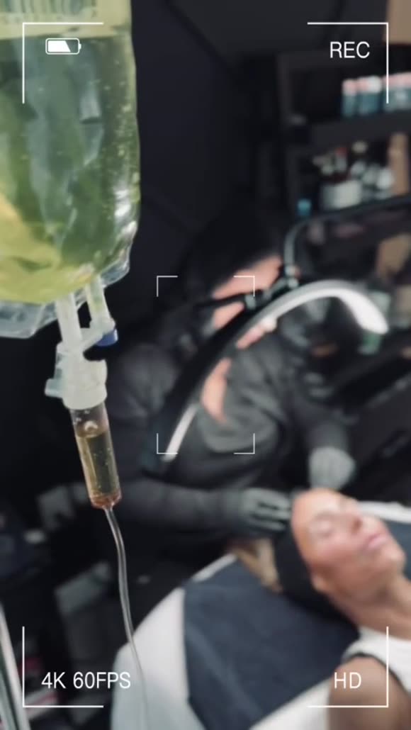 Branded wellness studio imagery with infusion equipment